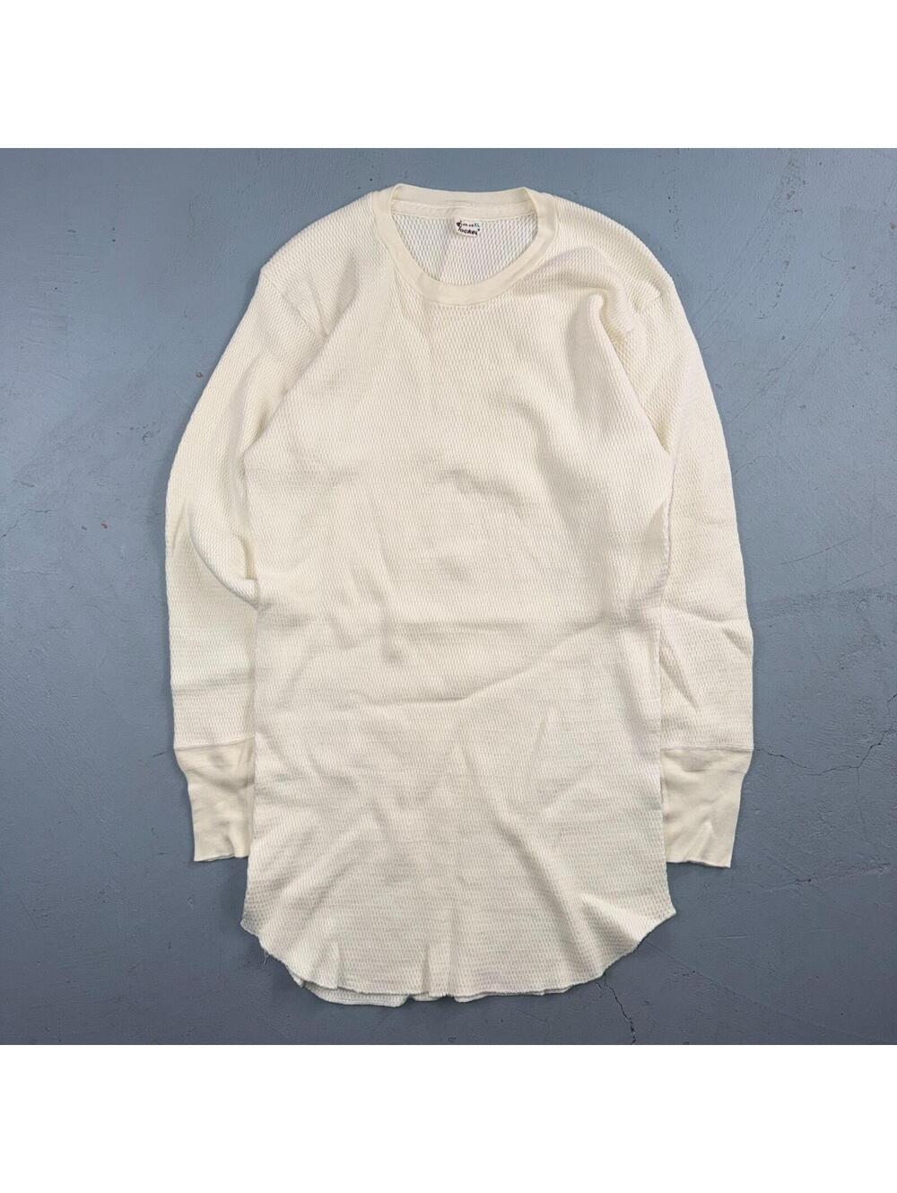 Jockey VTG 1960s Shirt Ivory Waffle Knit Thermal Underwear Long Sleeve XL